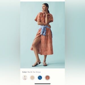 VGUC The Tobie Shirt Dress by Exquise for Anthropologie Small Red/Tan Stripe